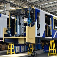 A train interior being assembled and protected by Polymask protectiive film.